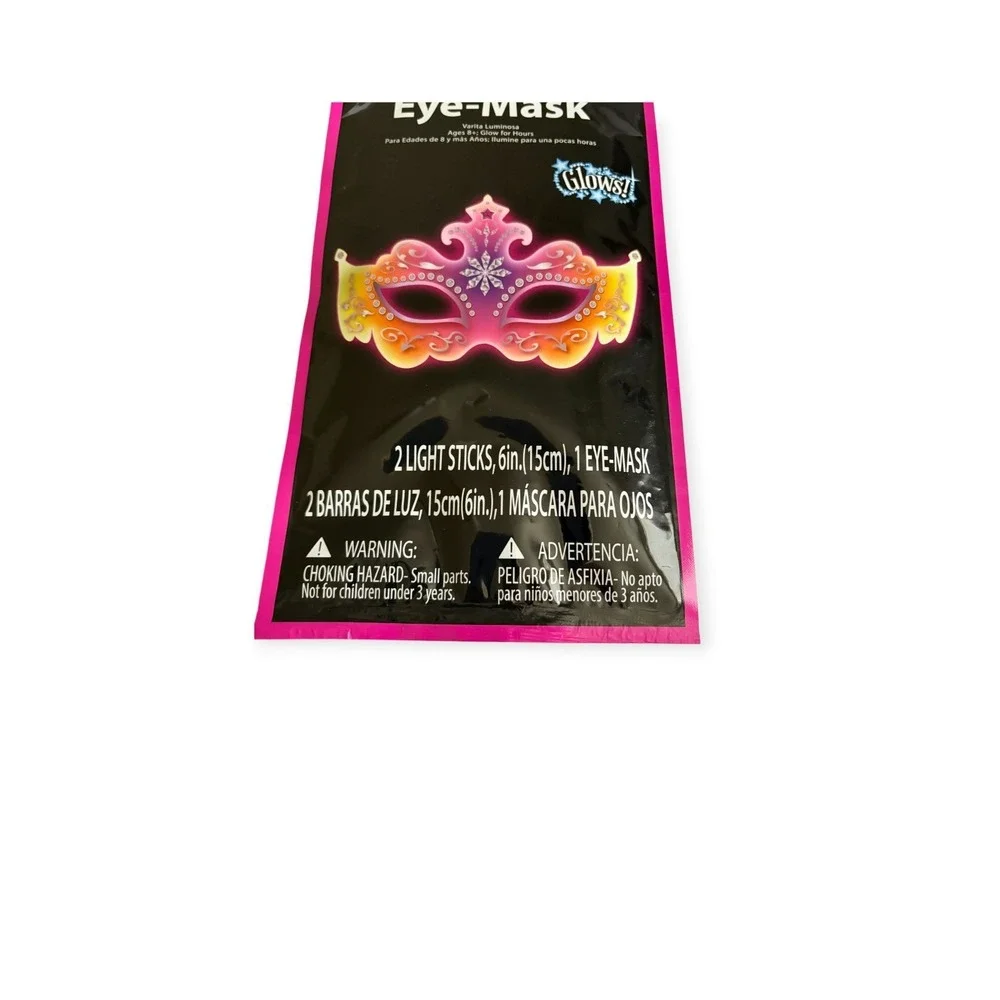 4 Pack Kids 8+ Glow Eye Mask Masquerade Light Sticks Party Favors Pink Purple